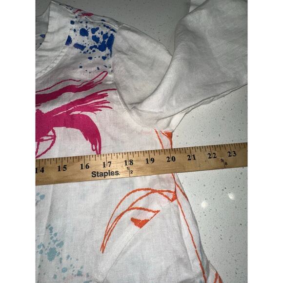 Ali Meyers Scoop Neck Tunic Top Linen Fun Colorful M artsy Lagenlook vacation - Picture 6 of 10